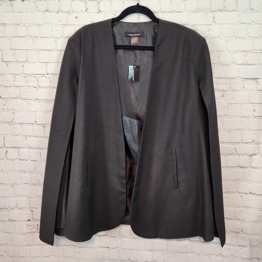 NWT Ashley Stewart Black Long Crepe Cape Women's 12